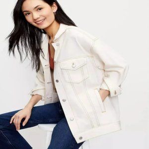 NWOT LOFT Women's Off-White/Cream Oversized Denim Jacket Size Large